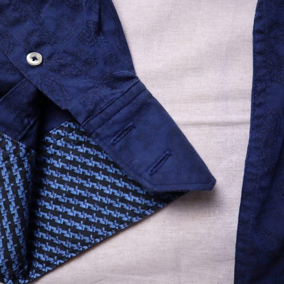 Robert Graham Mens Medium Shirt Button Down Long Sleeve Blue Paisley Flip Cuff M - Picture 7 of 11